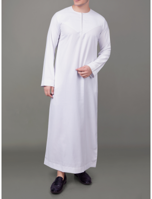 WHITE EMIRATI THOBE WITH ZIPPER
