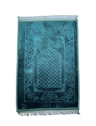 Dark Green, Muslim Prayer Rug, Traditional Style, Large, Thick, and Padded Mat