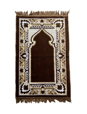 Muslim Prayer Rug, Traditional Style Brown Mat