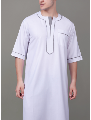 White Blue Short Sleeve Thobe